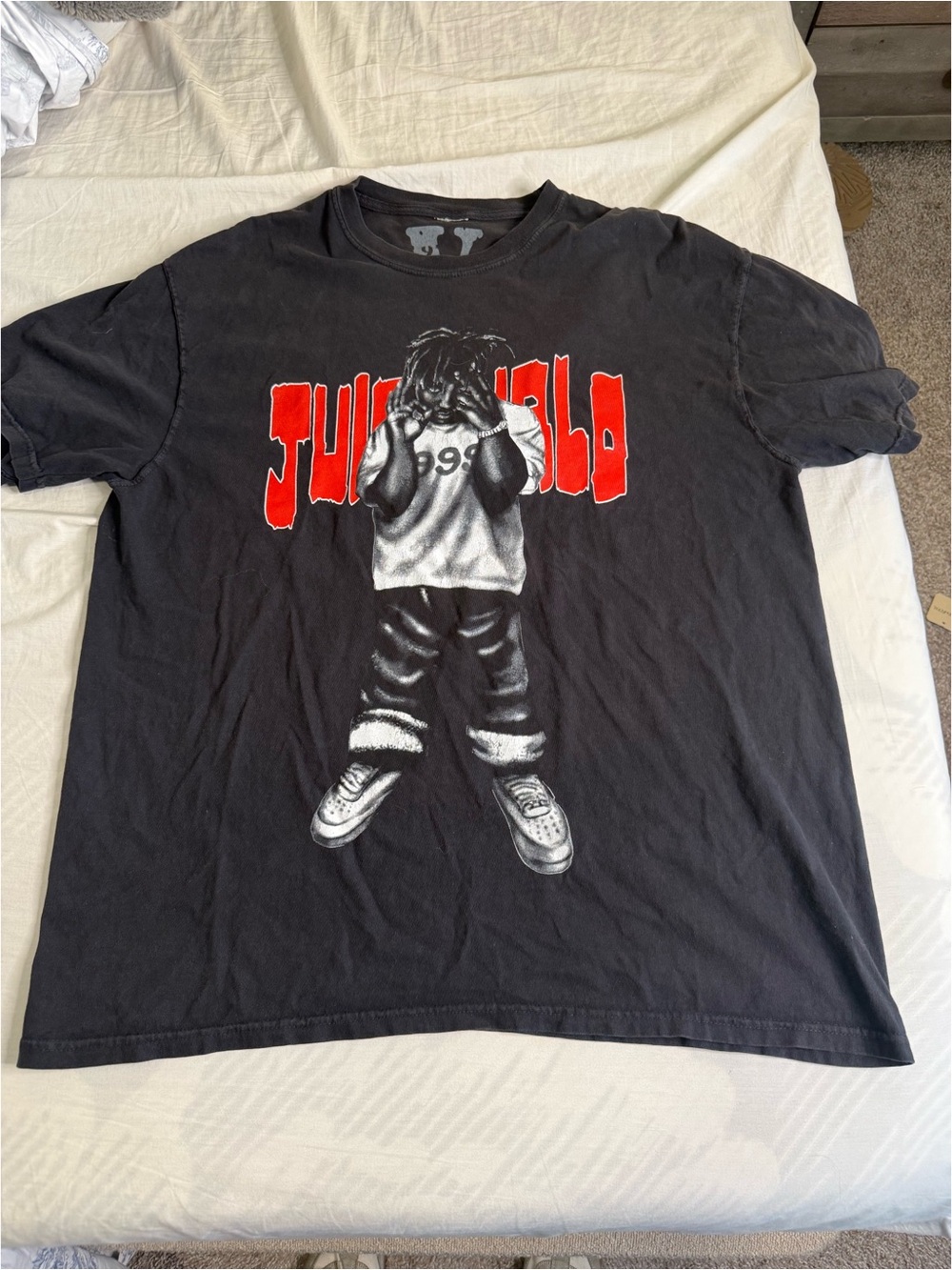 Vlone Black Graphic T-Shirt with Red Jungle Print